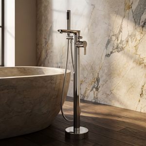 Freestanding Chrome Bath Tap Single Lever Bathtub Tall Faucet Shower Mixer