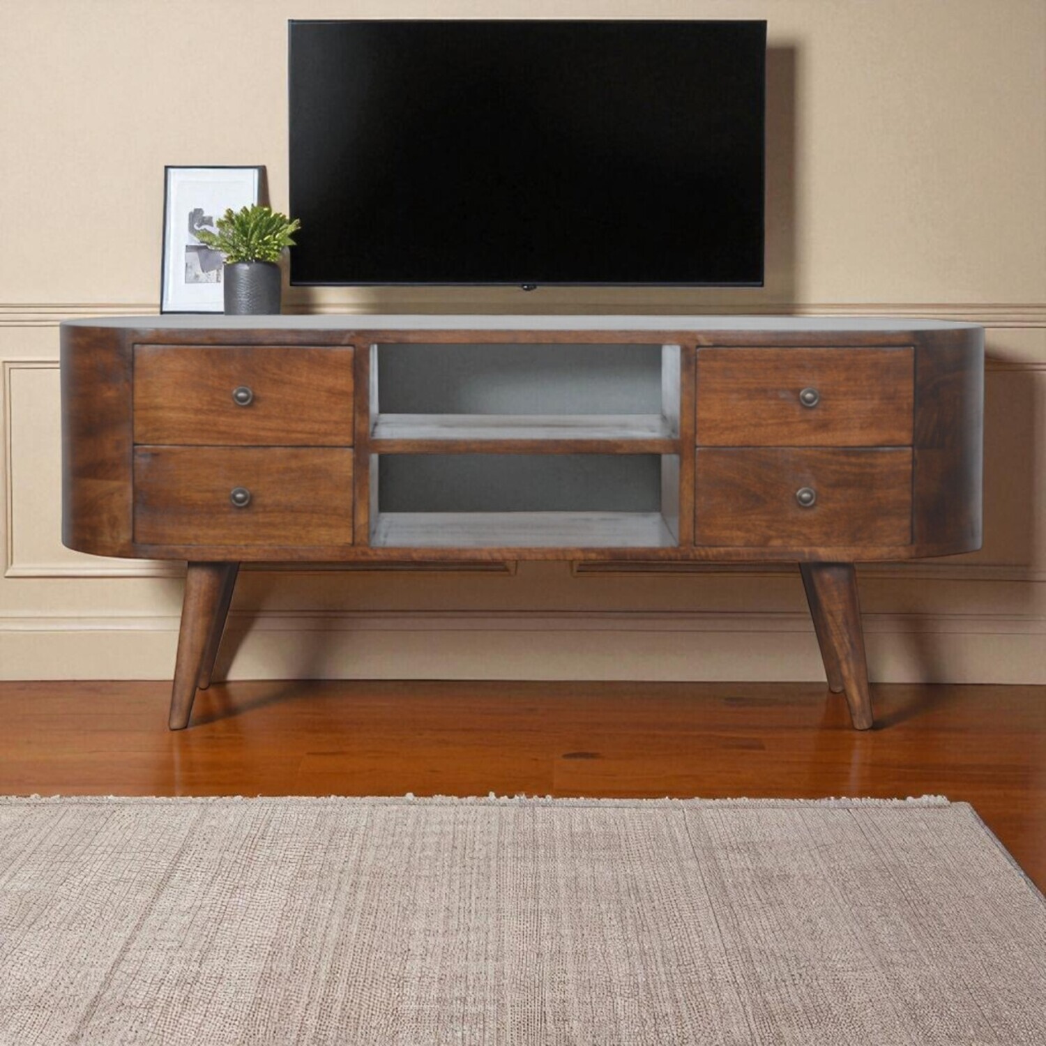 Artisan Furniture Solid Wood Chestnut Rounded Entertainment Unit - Brown
