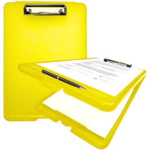 Pack of 2 A4 Yellow Clipboard Box Files - Storage Filing Case