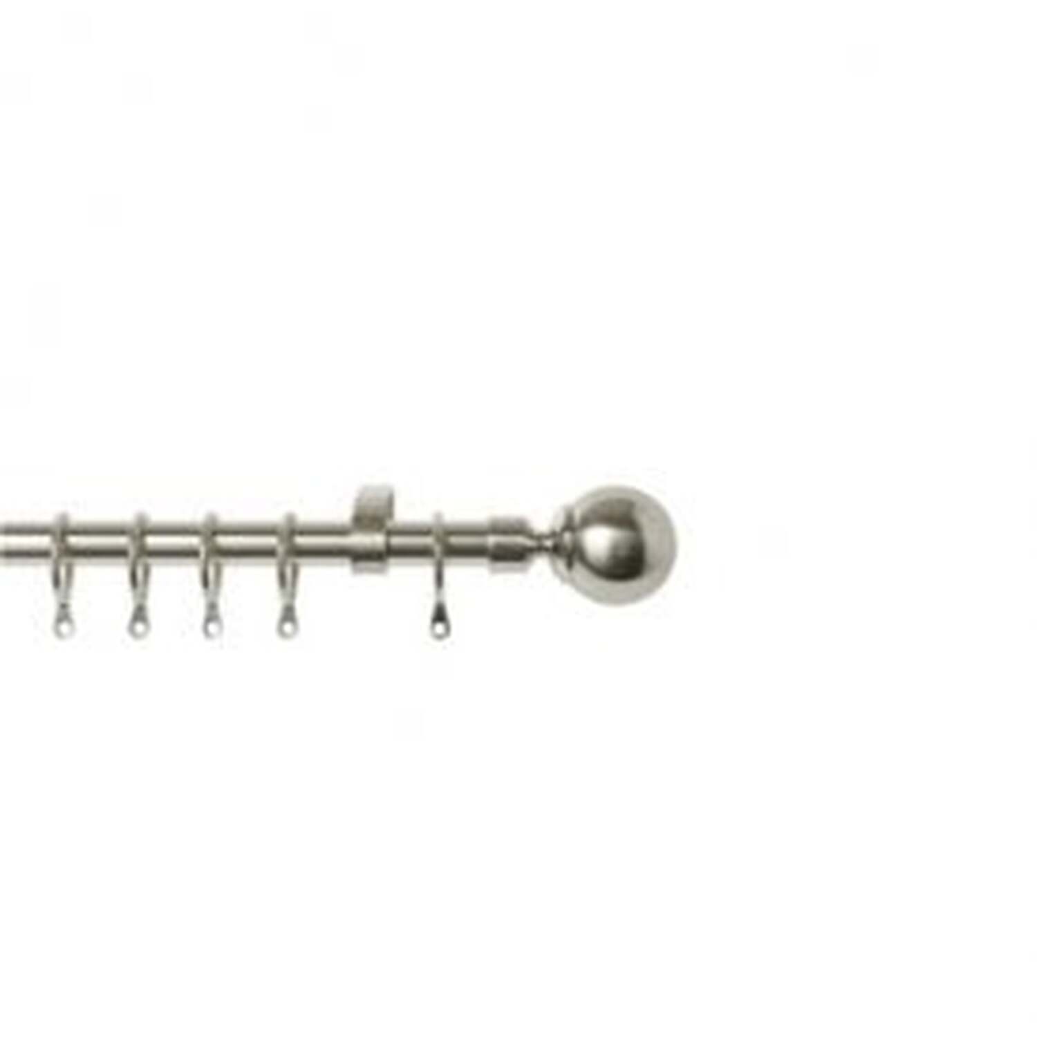 16 - 19mm Satin Silver Ball Metal Curtain Pole Set - Silver / 120cm