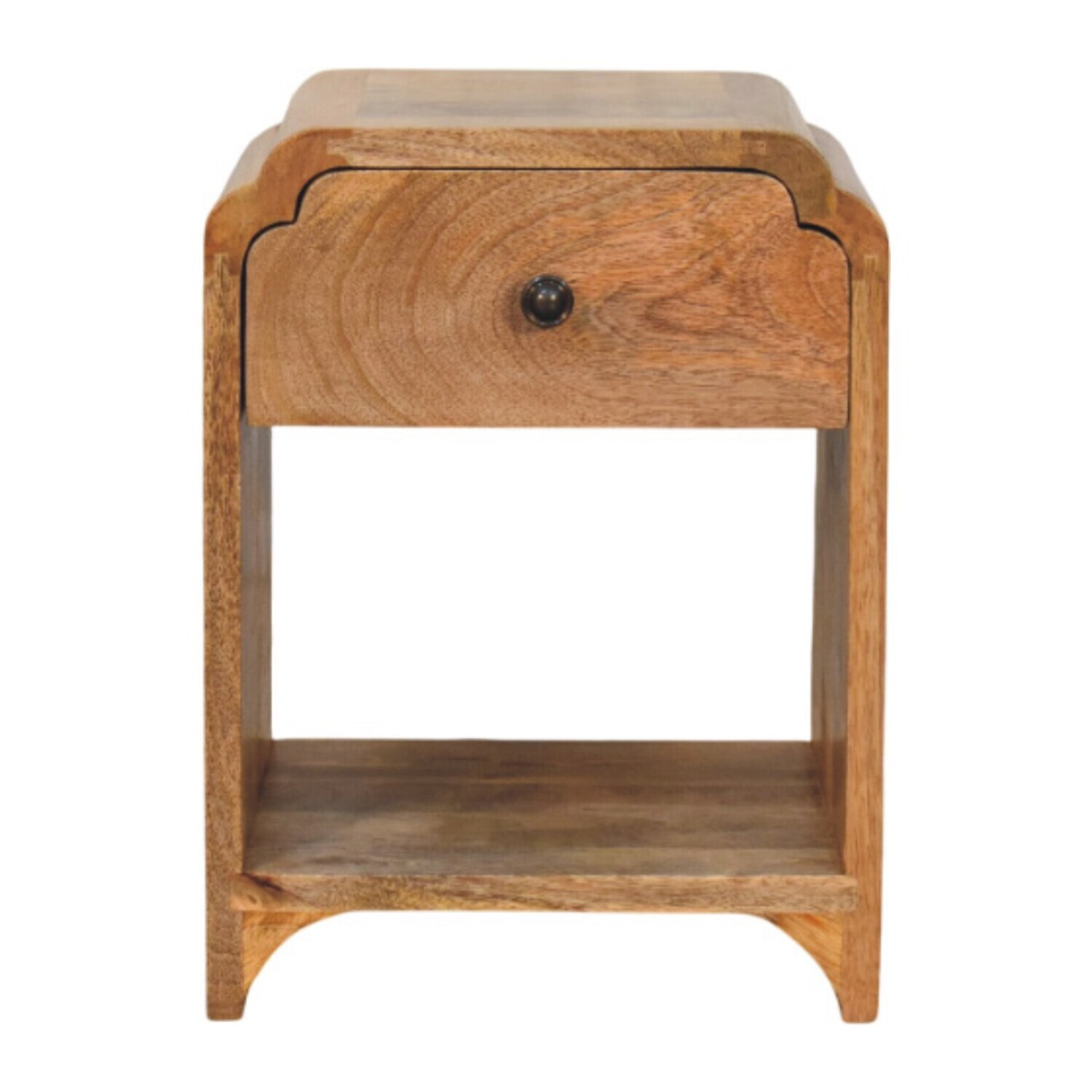 Artisan Furniture Solid Wood Newton Mini Oak-Ish Nightstand With A Drawer And Open Shelf - Brown