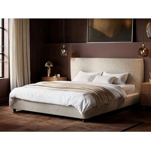 Luciana Upholstered Platform Bed Cream Chenille