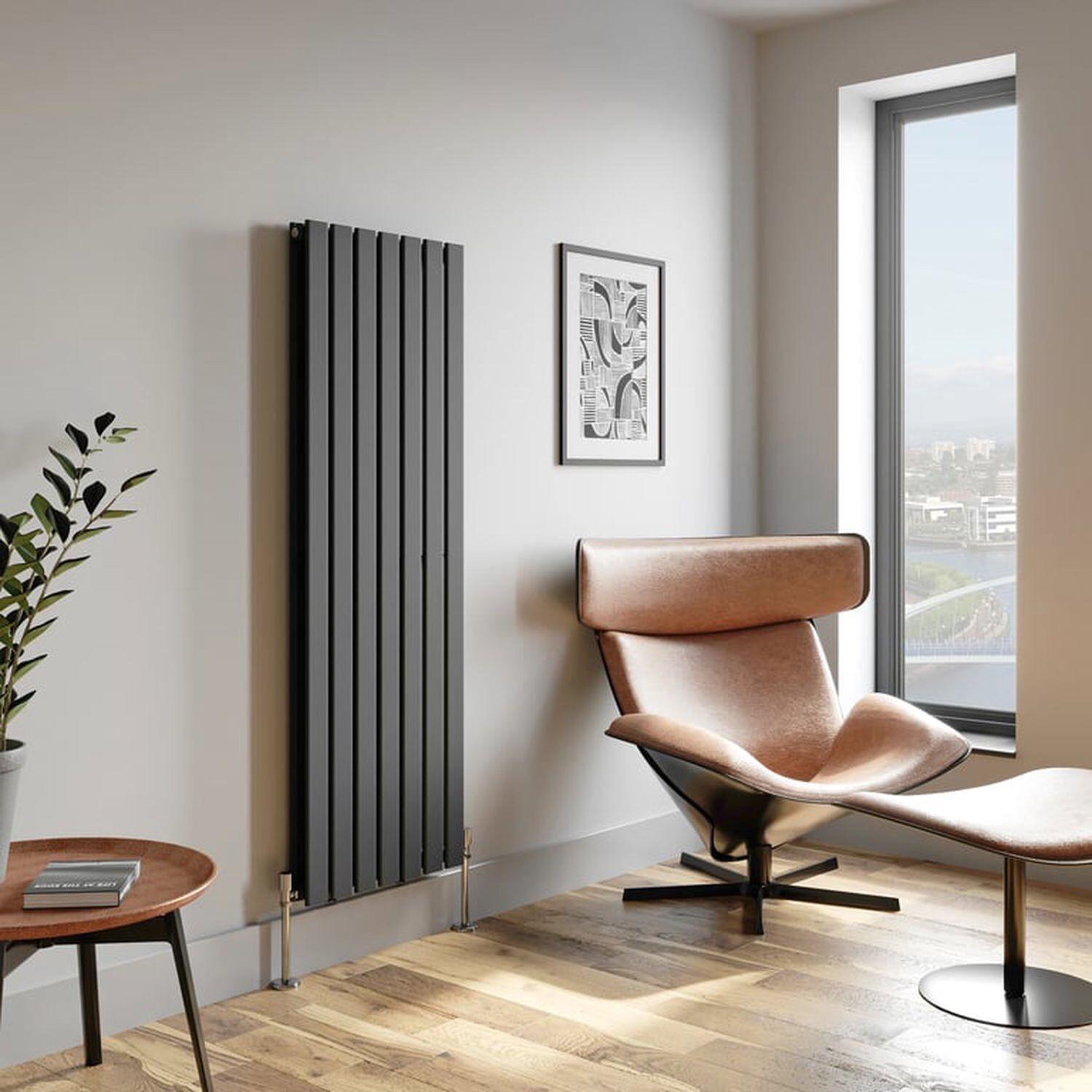 Temprazo Horizontal Double Flat Panel Designer Radiator - 600 X 1060Mm Anthracite - Grey / 530Mm / 1600Mm