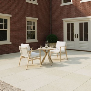 Charles Bentley Bistro Set Acacia and Weave Garden Furniture with Cream Cushions