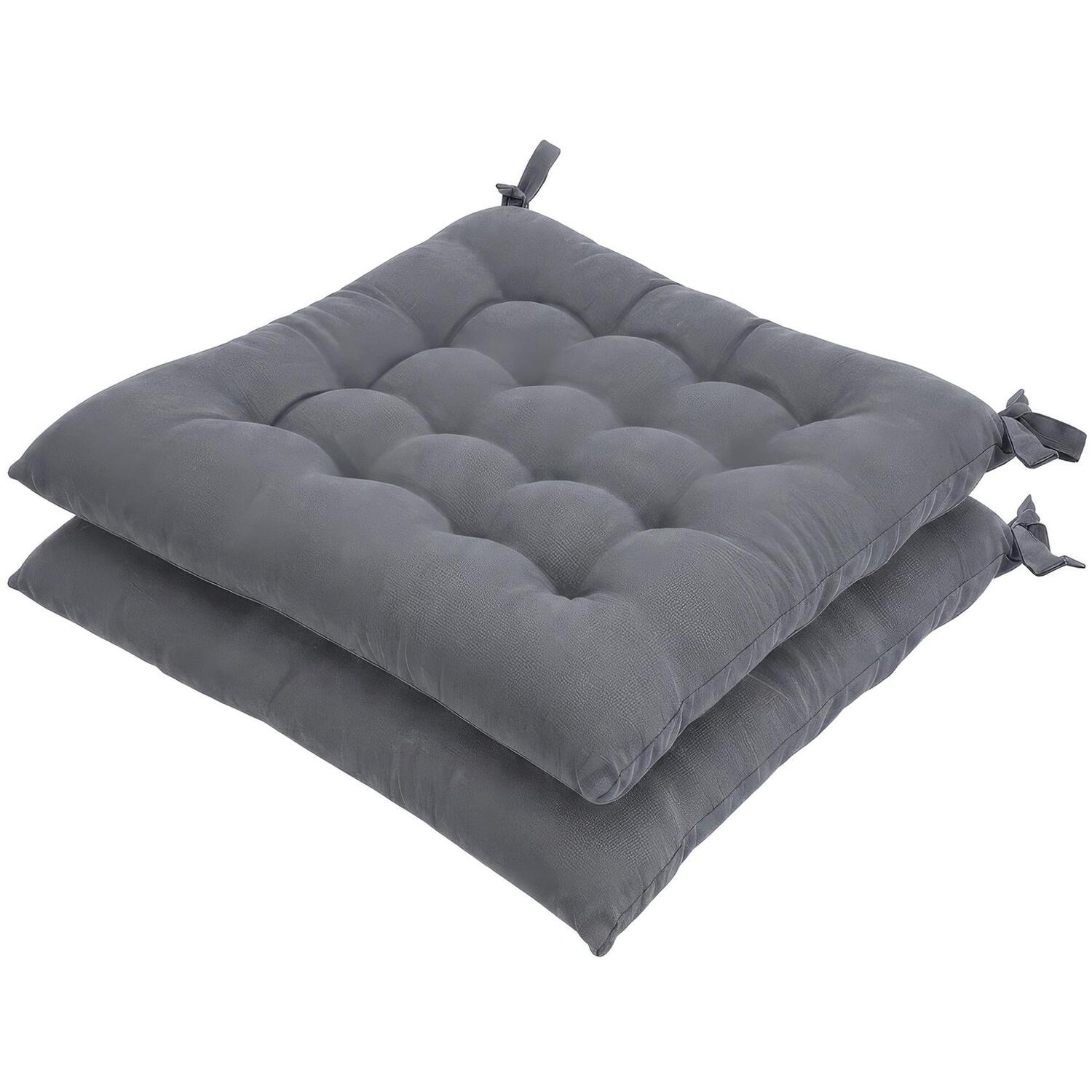 Harbour Housewares Thin Square Seat Pad - 40 X 40Cm - Grey / 1.2Kg