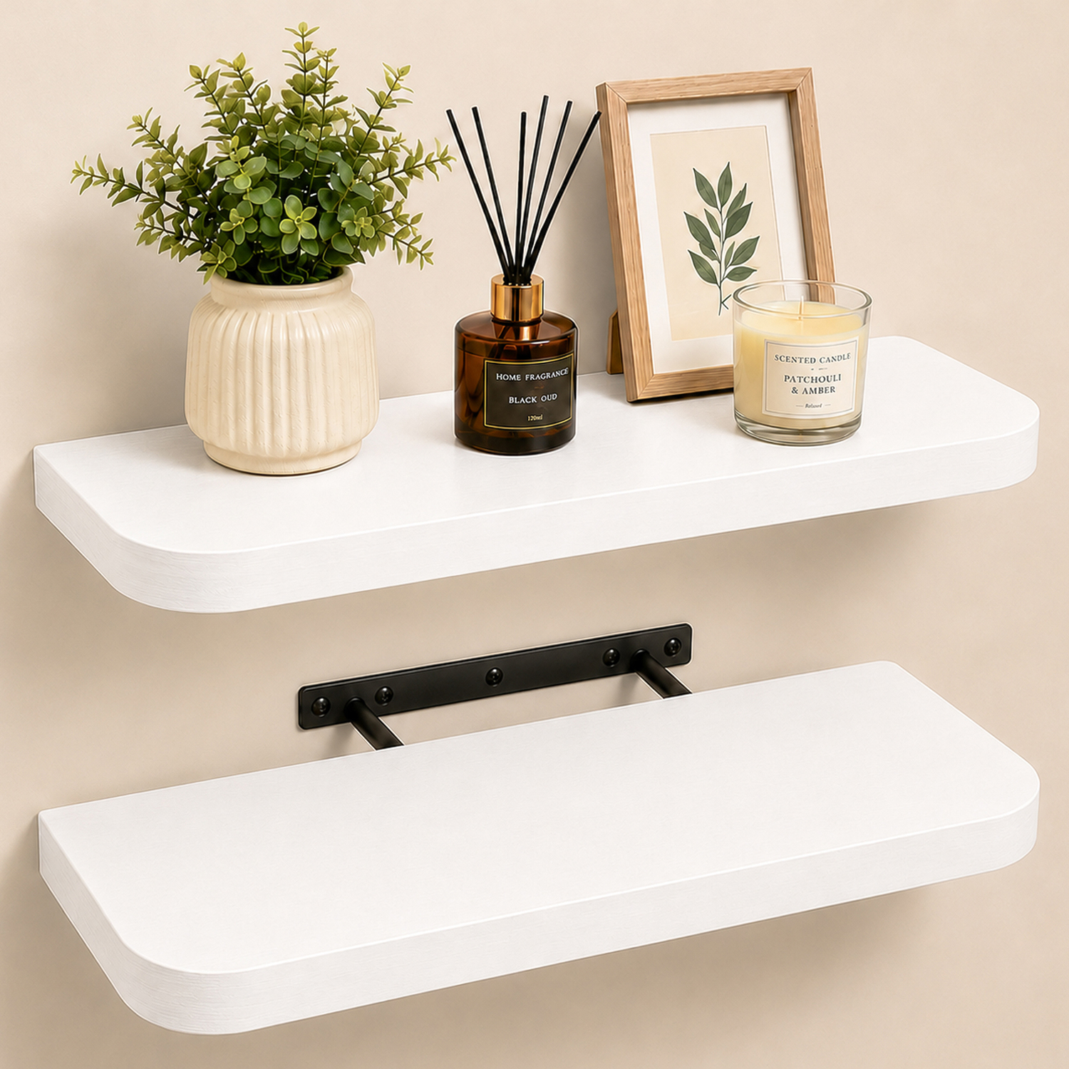 Innoteck Floating Wall Shelf With Curved Corners 60Cm Set Of 2
