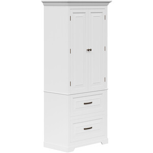 Teamson Home Tall Linen Tower Cabinet with 2 Doors, 2 Drawers & Shelves