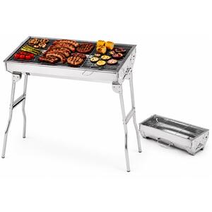 Portable Charcoal BBQ Grill Folding Stainless Steel Barbecue Camping Festival