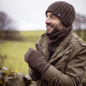 Mens Fleece Lined Thermal Hat & Gloves Neckwarmer Set for Winter