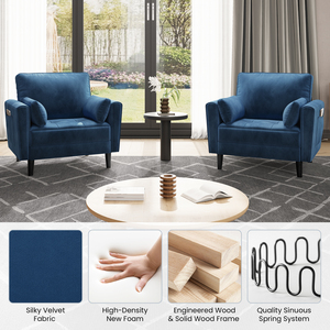 Yaheetech Upholstered Armchair Sofa Chair with 2 Pillows