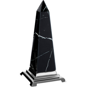 Renata Small Black Marble Design Obelisk Sculpture