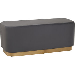 Hartford Grey Velvet Bench with Matte Gold Base