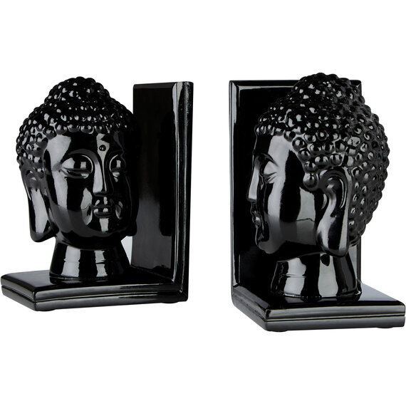 Piper Buddha Head Black Bookends - Set of 2
