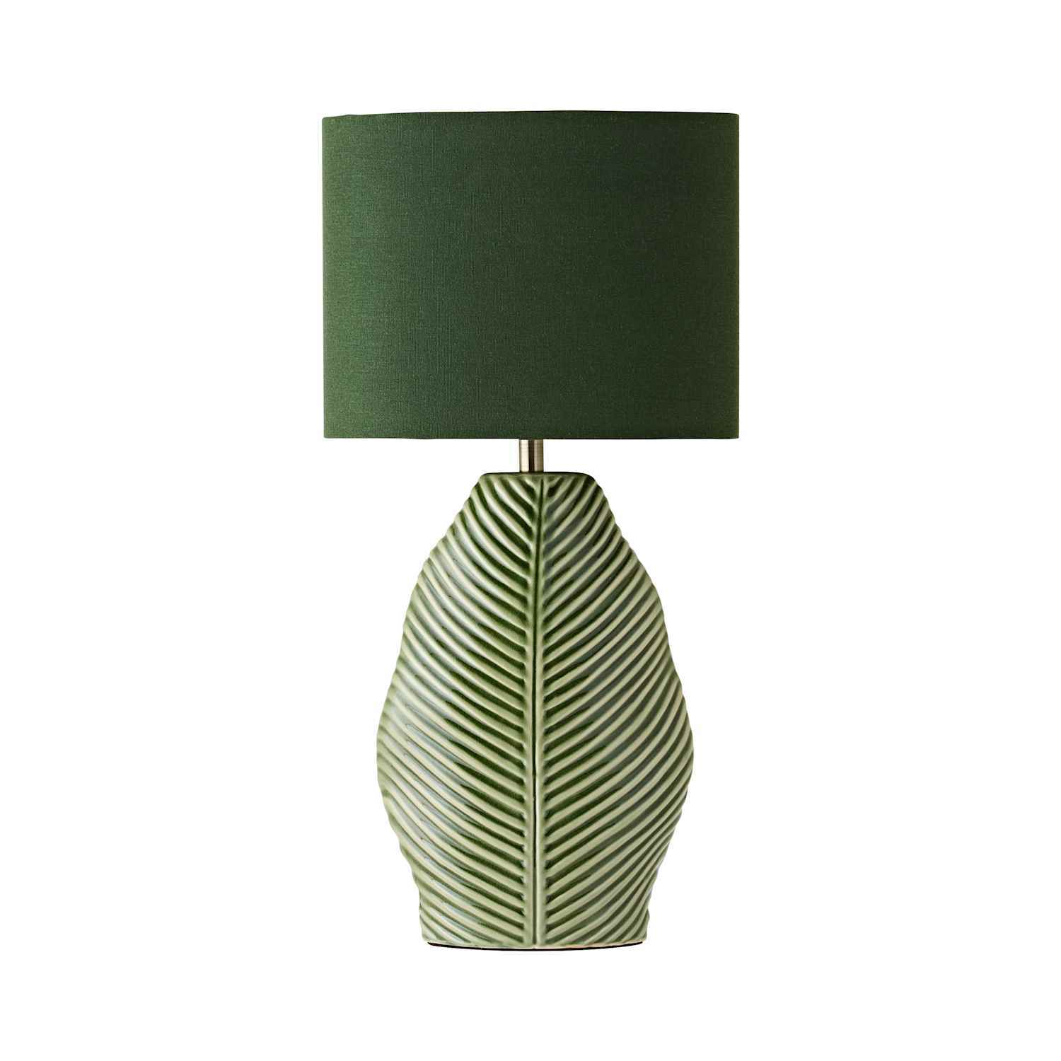 Paloma Leaf Embossed Ceramic Led Table Lamp With Bulb Green Valuelights - Image 4