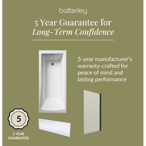 Square Single Ended 1700x700 Bath with Front Panel and Black Screen