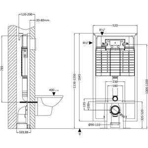Balterley Dual Flush Concealed Cistern and Frame - Chrome