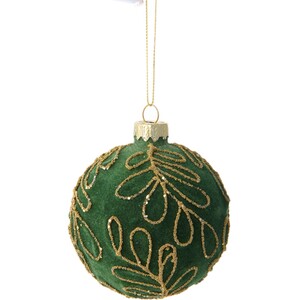 Flocked Beaded Leaf Bauble