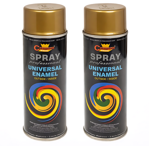 2 x 400 mL Gold Universal Gloss Enamel Spray Paint, Fast Drying