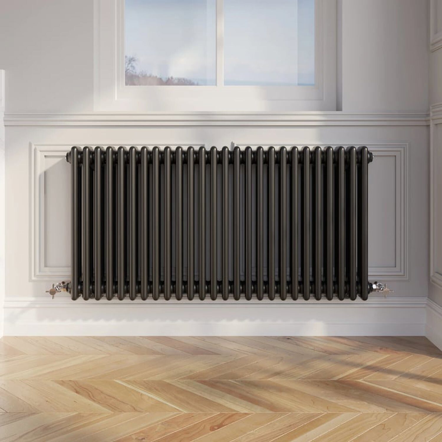 Temprazo Traditional Colosseum Double Bar Column Radiator Black 300 X 425Mm - Black / 600Mm / 1190Mm / 100Mm