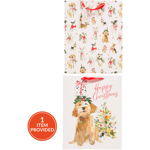 Large Festive Pup Gift Bag