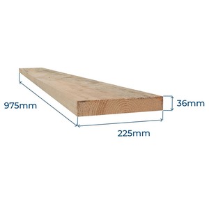 Snowdon Timber Reject Unbanded Scaffold Board (T) 36mm (W) 225mm (L) 975mm - Pack of 2