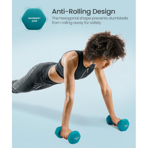SONGMICS Set of 6 Hexagonal Dumbbell Set with Stand