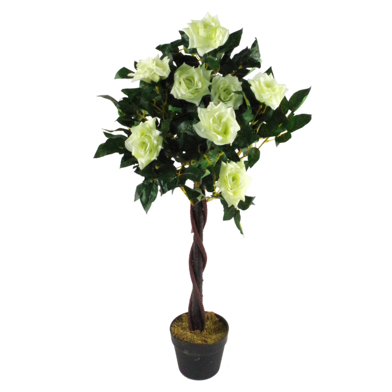 Artificial Cream Rose Tree Silk Flowers Indoor Decoration - Cream