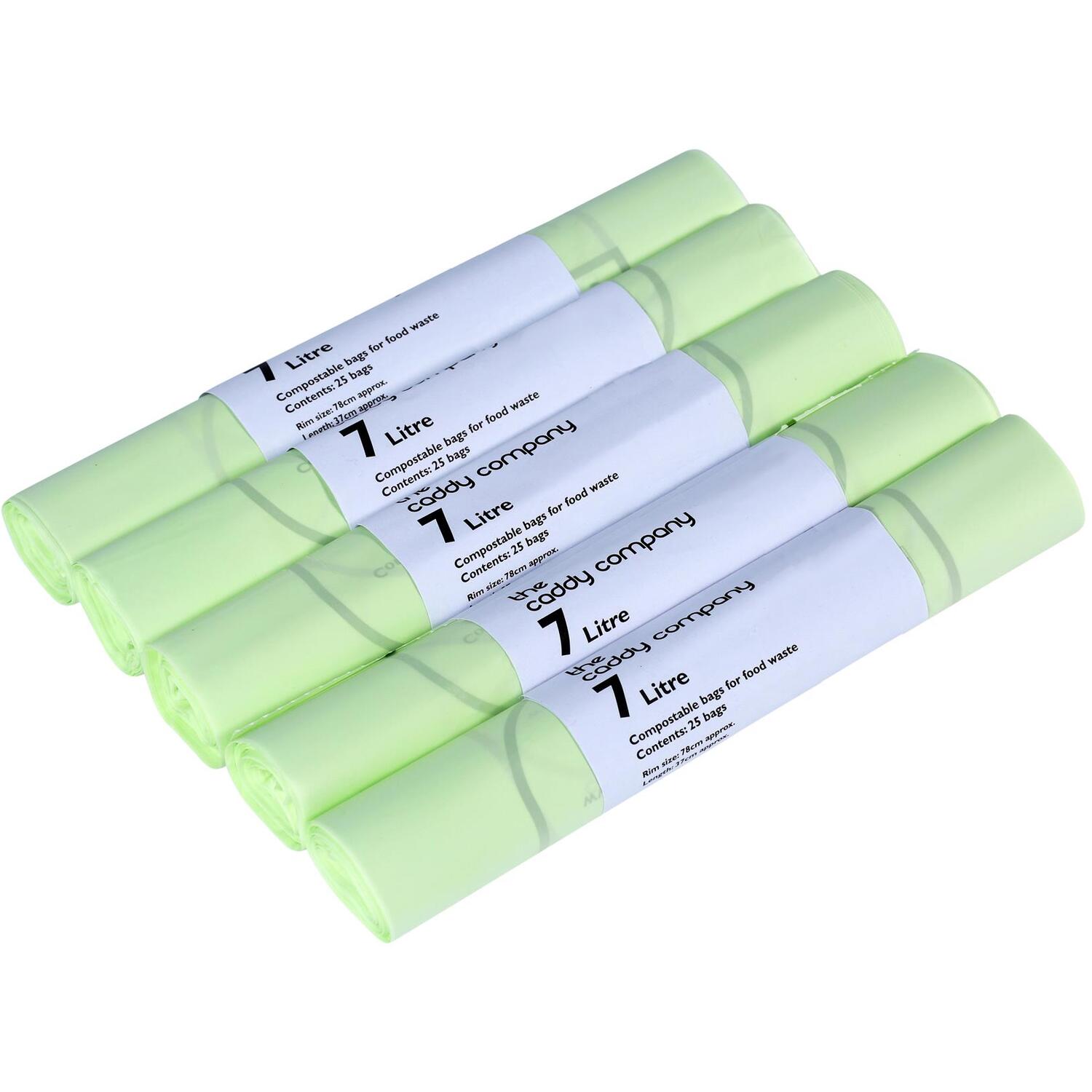 Caddy Company 7 Litre Compostable Food Waste Bin Bags - Green / 5
