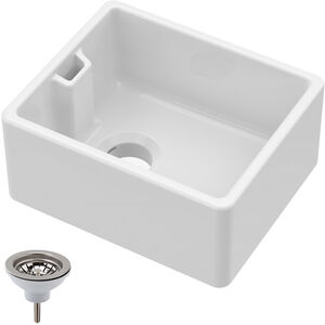 Balterley 1 Bowl Fireclay Compact Belfast Kitchen Sink & Basket Strainer Waste
