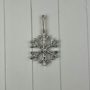 Handcrafted Silver Metal Hanging Snowflake
