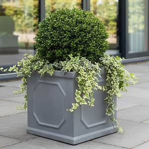 Set of 2 Idealist Chelsea Square Garden Planters, Faux Lead Flower Boxes
