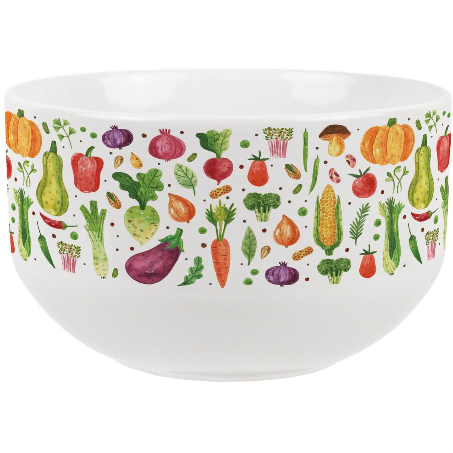 Image of Watercolour Vegetables Ceramic Bowl - Green&hellip;