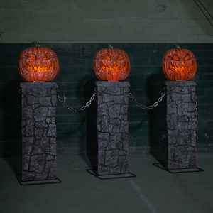 97cm x 1.2m Battery Powered Light up Halloween Pumpkin Fence with LEDs