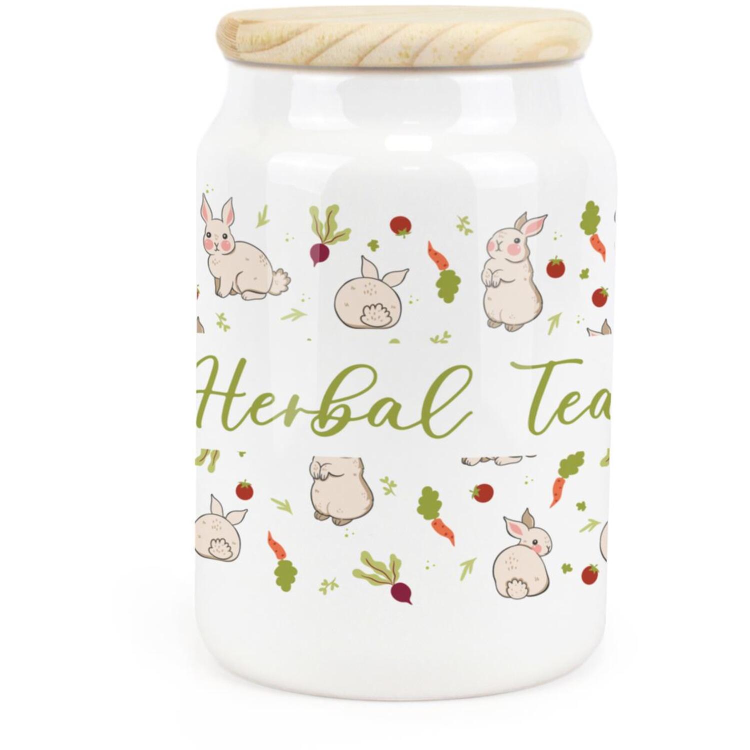 Ceramic Tapered Veg Patch Rabbits Canister - Herbal Tea Storage Container - Image 2