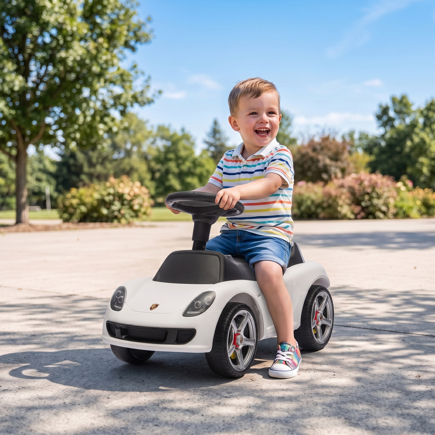 Aiyaplay Ride On Car Porsche Licensed For Toddlers 18-36 Months White - White