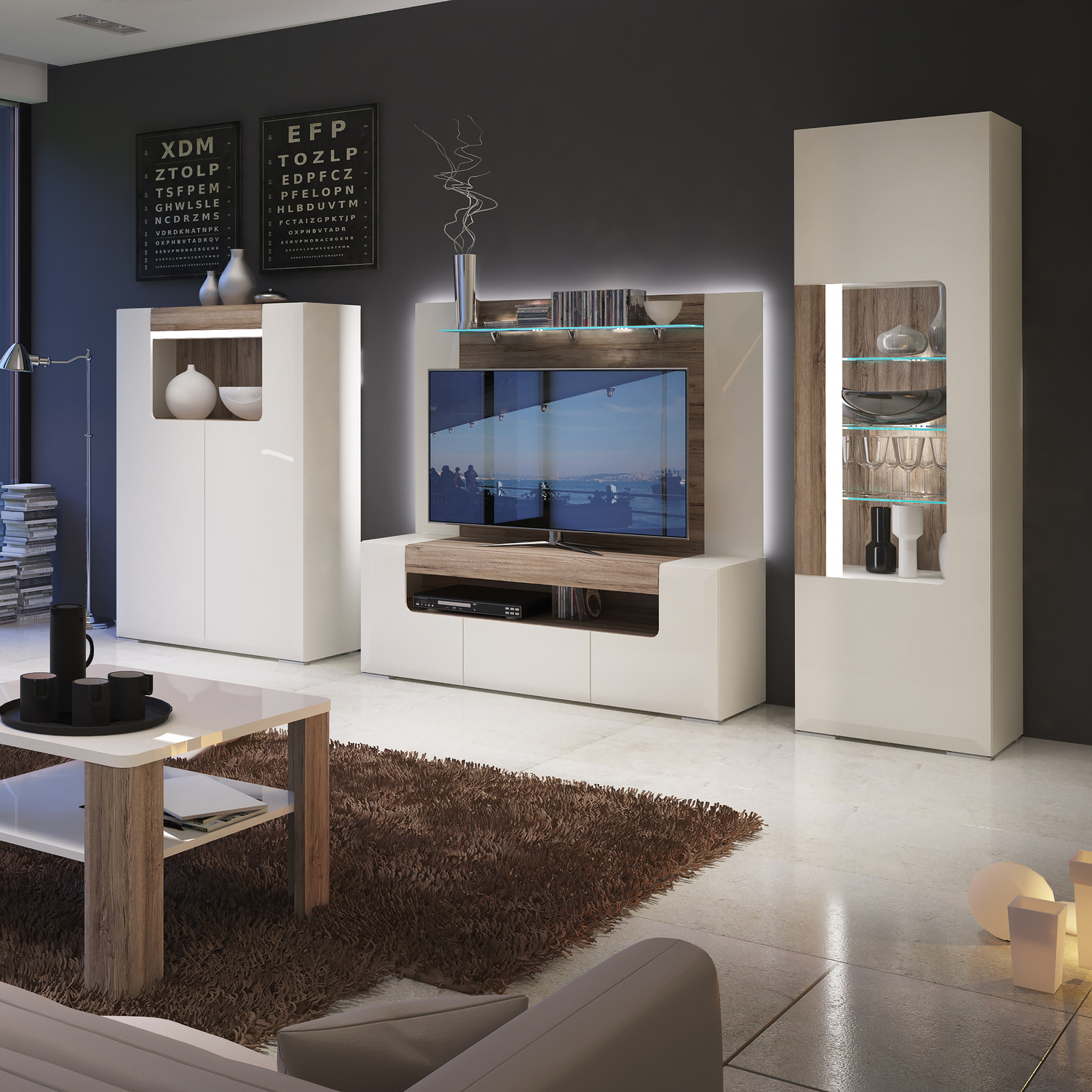 Furniture To Go Florence Toronto 2 Door Wide TV Unit White Oak - Image 4