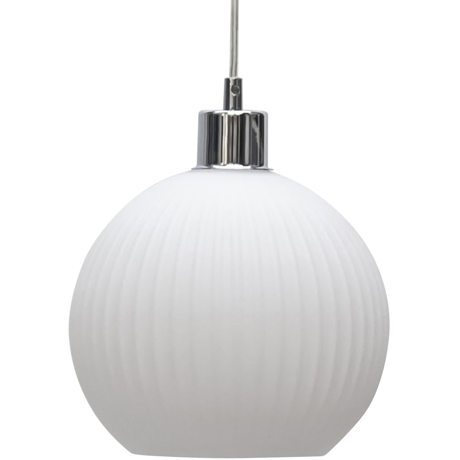 First Choice Lighting Betchley White Ribbed Glass Globe Easy Fit Pendant Shade - White