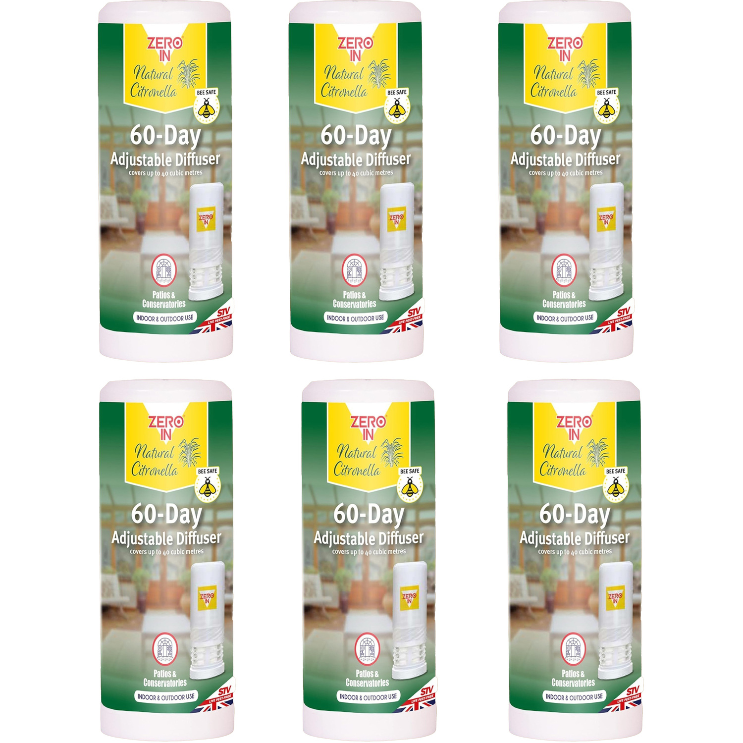 B&Q -  60 Day Citronella Diffuser Adjustable Release Portable Insect Repellent Air Freshener Indoor Outdoor 40M3 Travel Pack Of 6 - Image 3