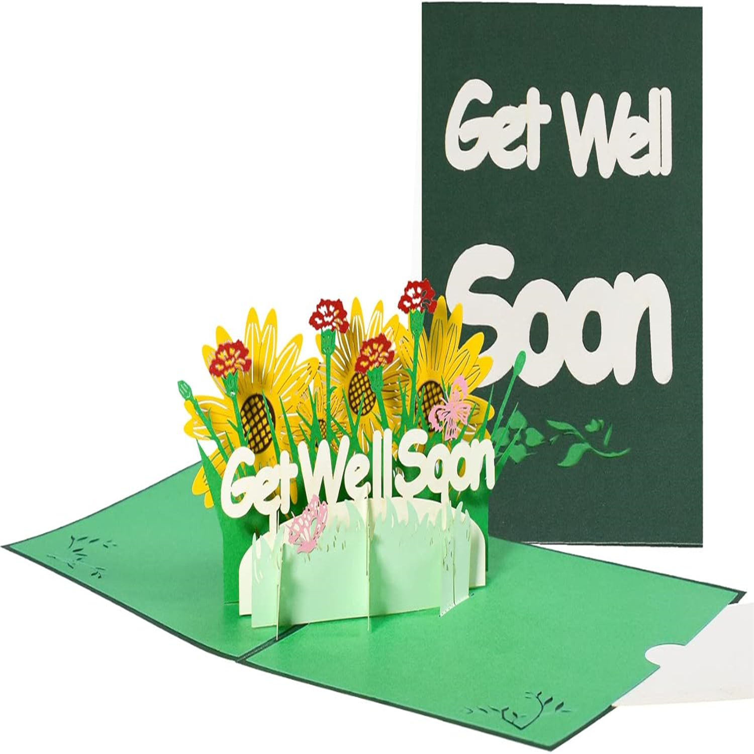 Brightfeel Sunflower & Carnation Garden 3D Pop Up Get Well Soon Card - White