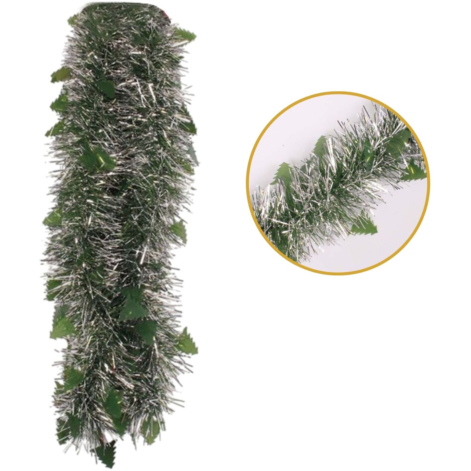 Christmas Die Cut Xmas Tree Silver Tinsel 2m - Tinsel Garland Decoration Party - Image 2