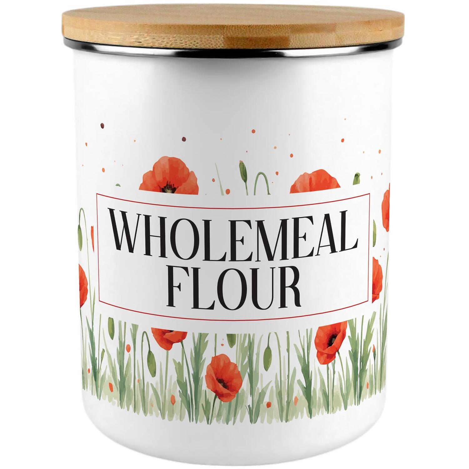 Large Floral Wholemeal Flour Canister - Poppies Print Homeware Gift - Image 2