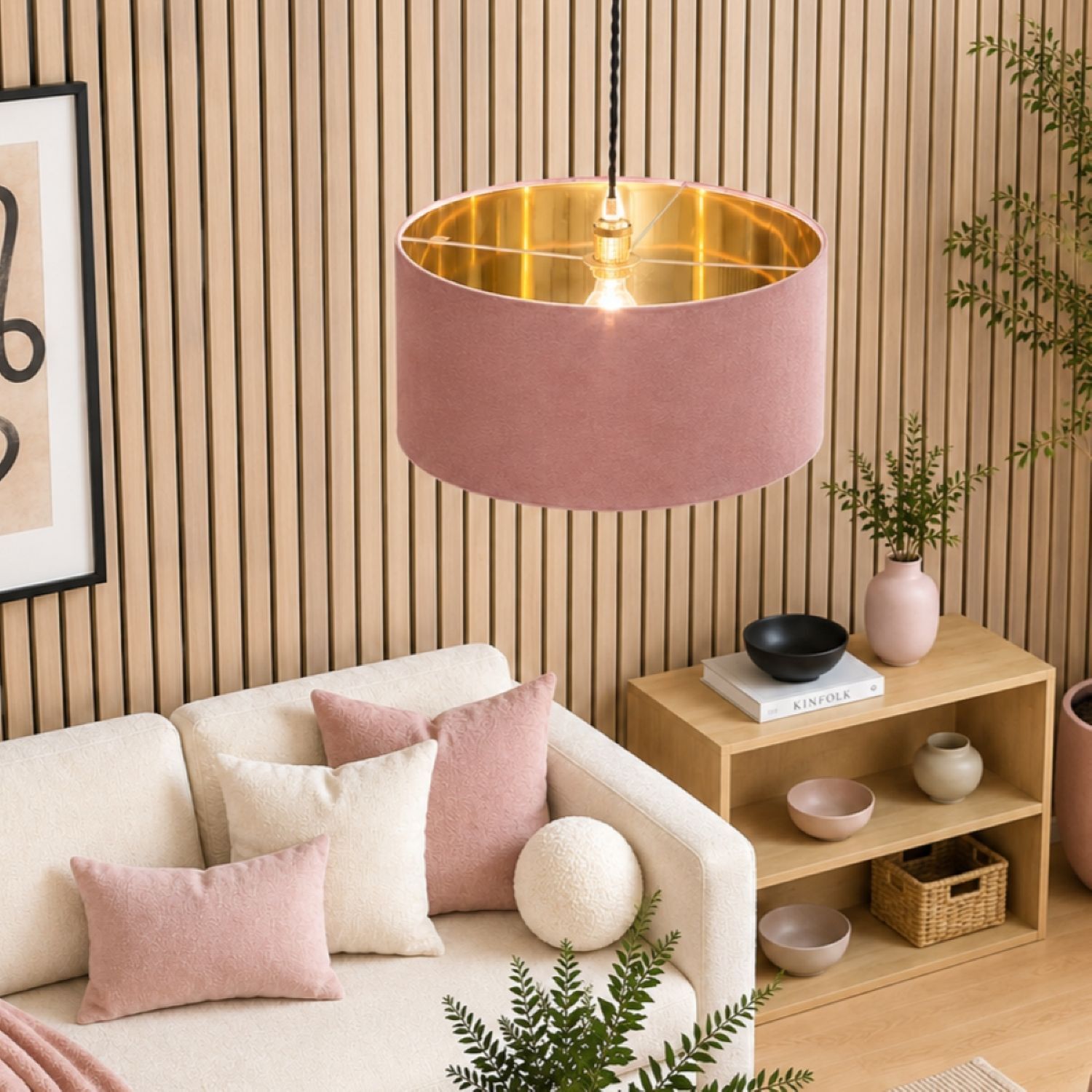 B&Q - Cgc Milano Mauve & Gold Oversized Large Velvet Fabric Lamp Shade - Image 2