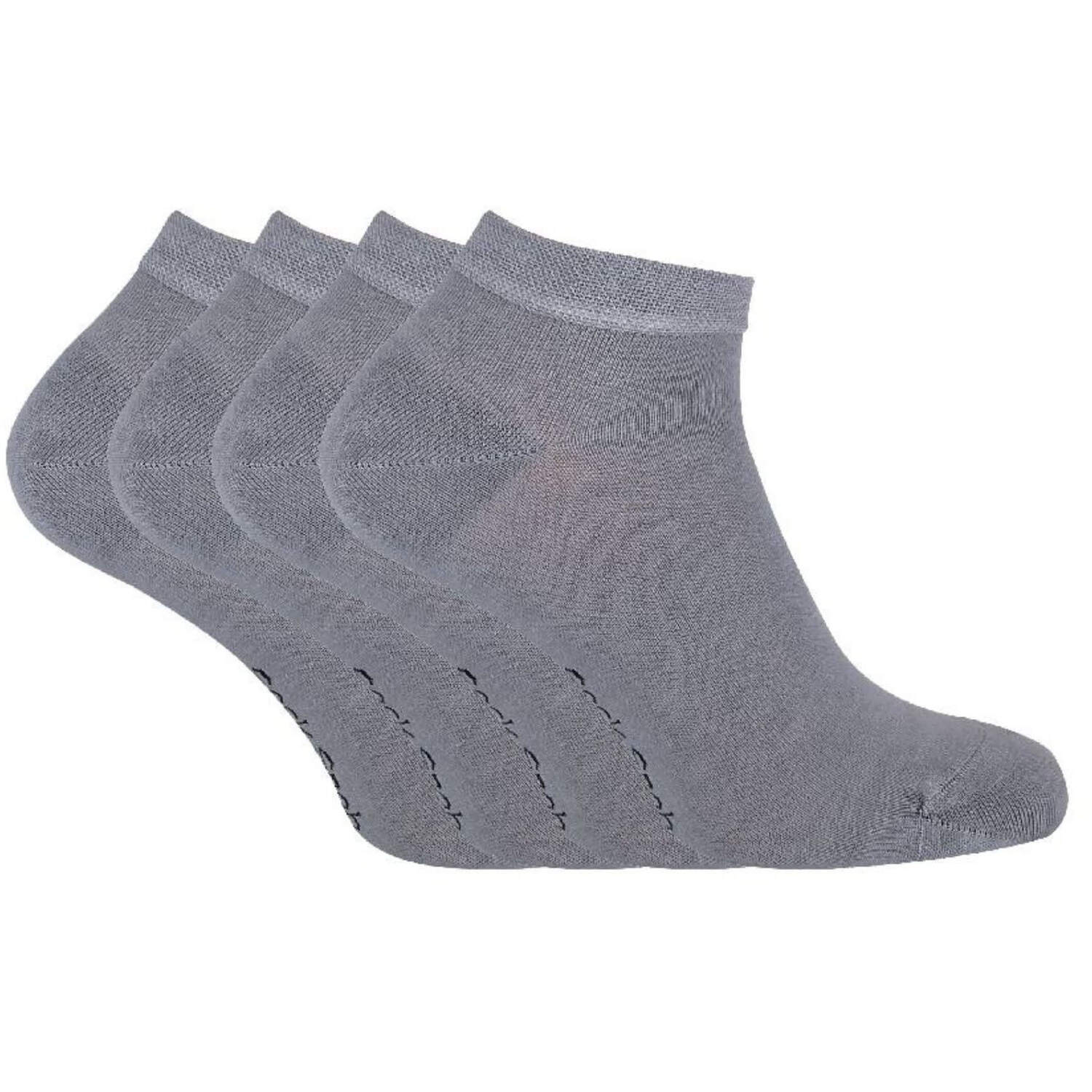 Sock Snob Men's Grey 4 Pack Luxury Bamboo Low Cut Trainer Socks - Image 2