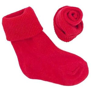 UK Made High Quality Turn Down Cotton Bright Red Socks 0 - 6months