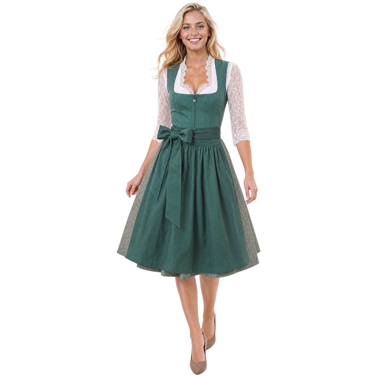 Tectake Dressforfun® Midi Dirndl Elly - Dark Green / 33Cm