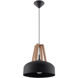 Pendant lamp CASCO black/natural wood