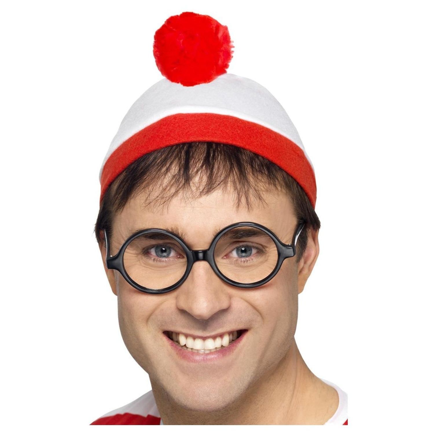 Wheres Wally? Mens Costume Accessory Set - White/Red