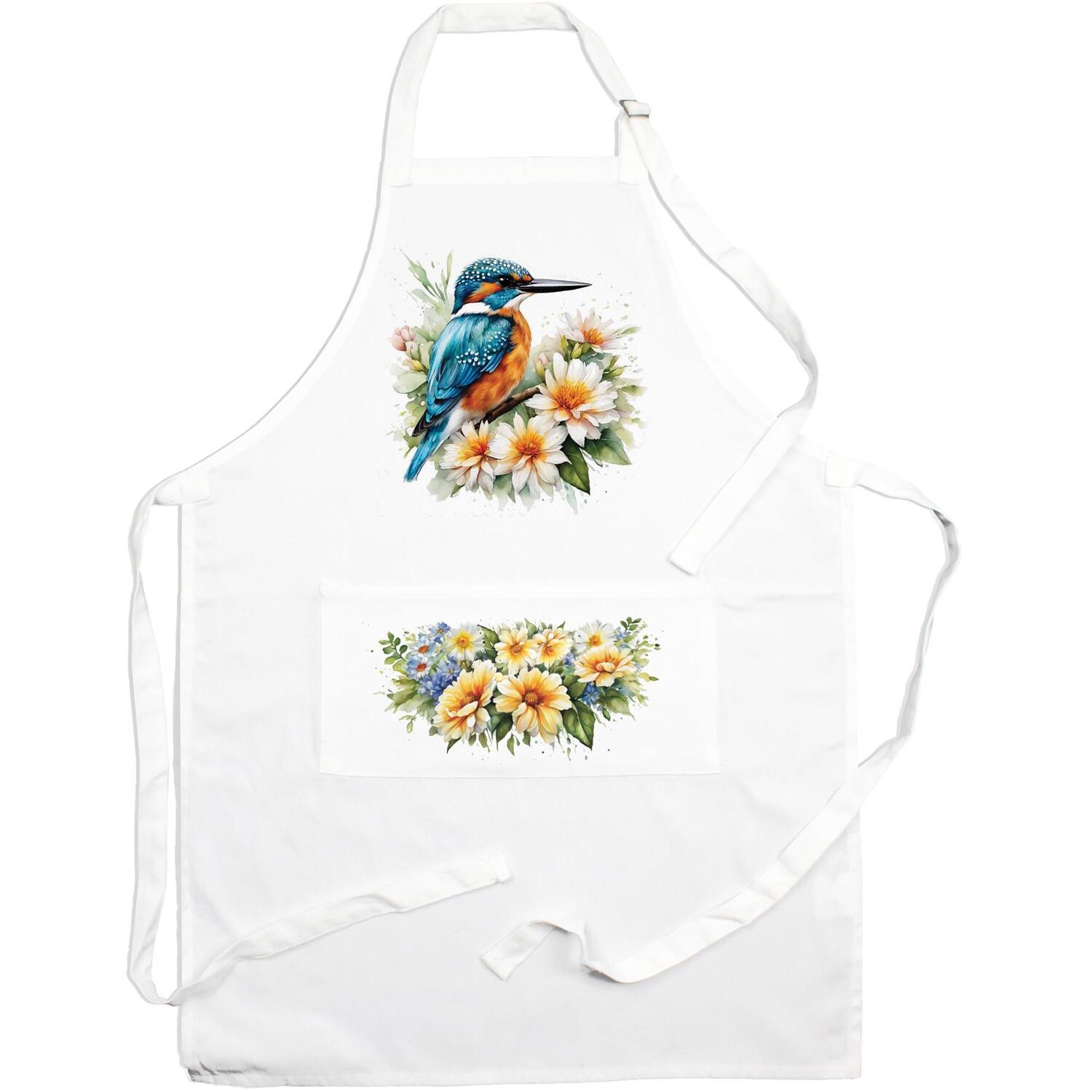 Purely Home Kingfisher Kitchen Apron With Adjustable Ties & Pocket - White
