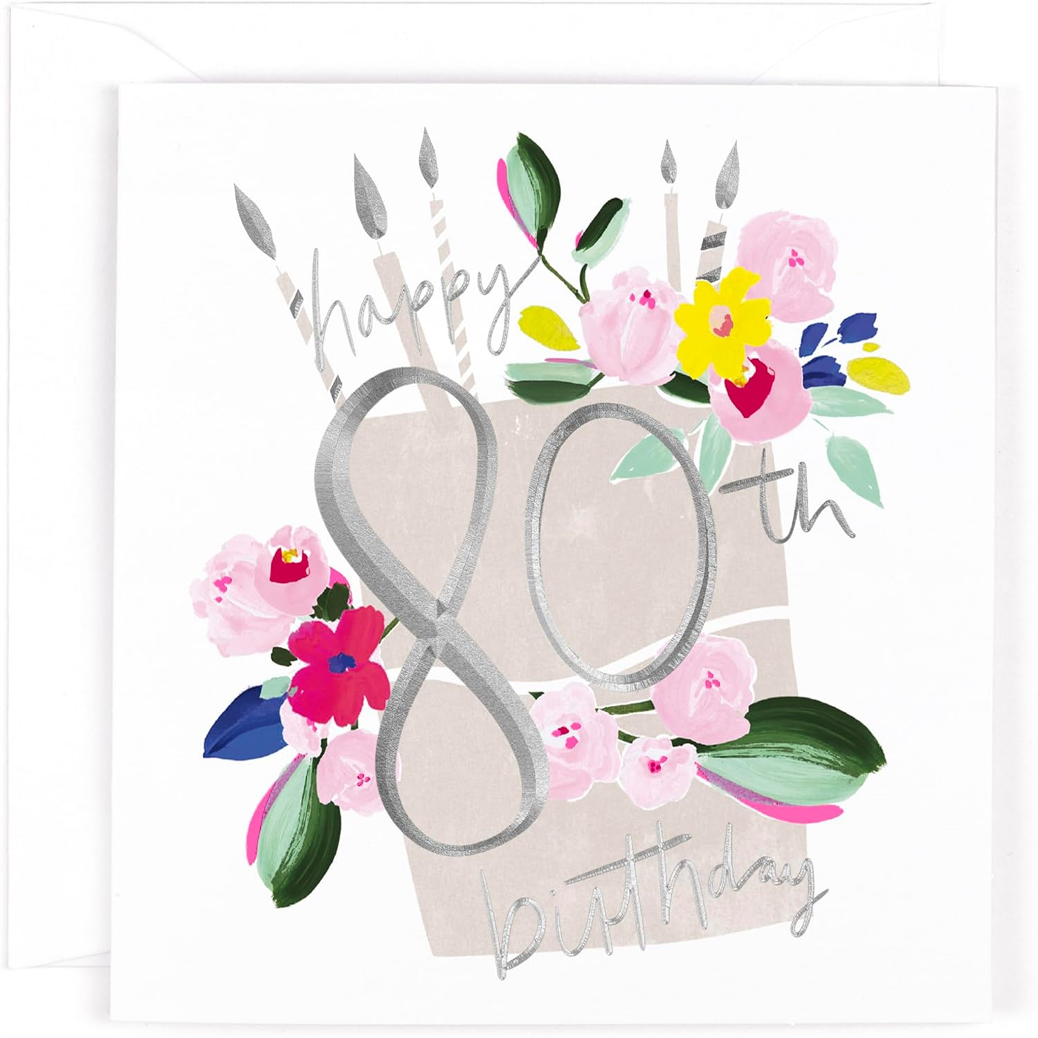 Me To You Contemporary Floral Design Luxury 80Th Birthday Card - White - Image 3