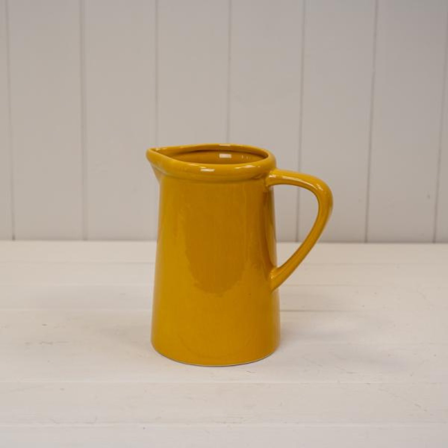 Kdmd Large Burnt Yellow Ceramic Jug - Mustard